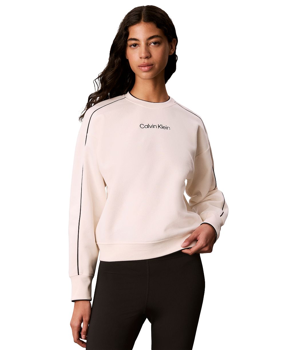 Calvin Klein Performance женский свитшот с длинным рукавом и круглым вырезом с кантом