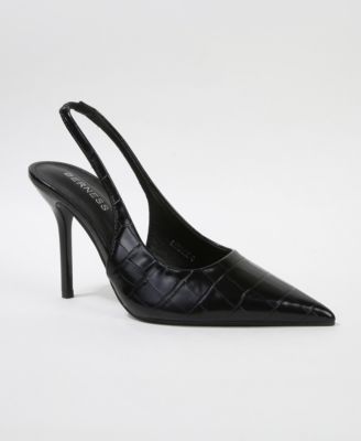 Berness Carmine Croco-Embossed Slingback Stiletto Pumps