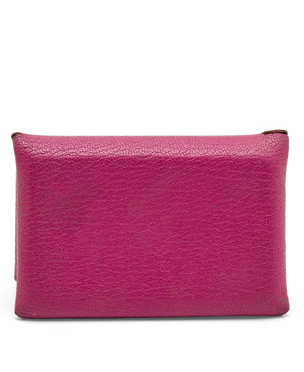 Pre-Owned HERMÉS Cyclamen Chevre Mysore Leather Calvi Card Holder