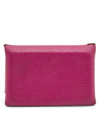 Pre-Owned HERMÉS Cyclamen Chevre Mysore Leather Calvi Card Holder