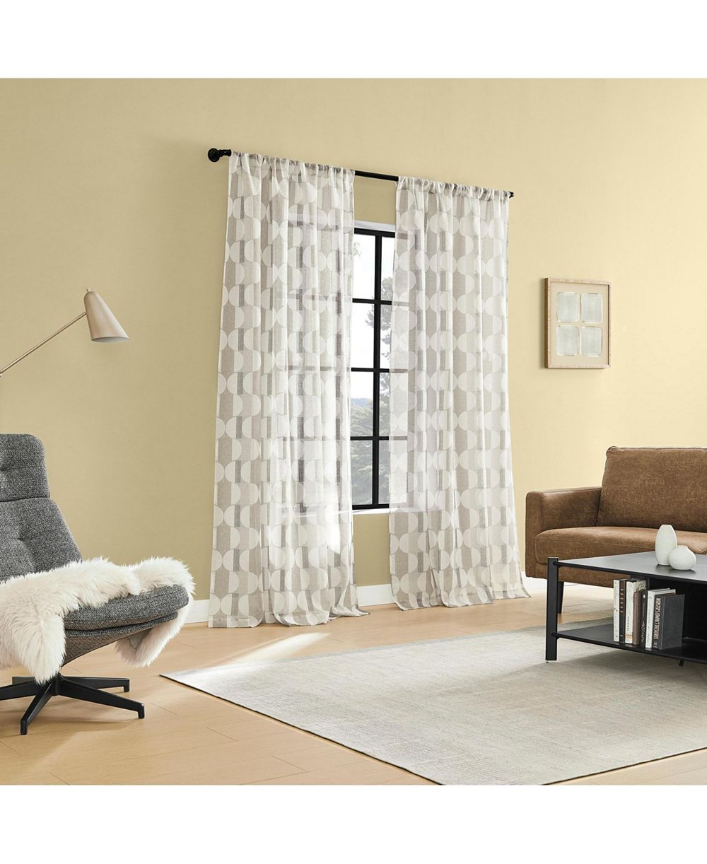 Парные шторы No. 918 Lucas Muted Retro Geometric Sheer Rod Pocket Curtain Panel