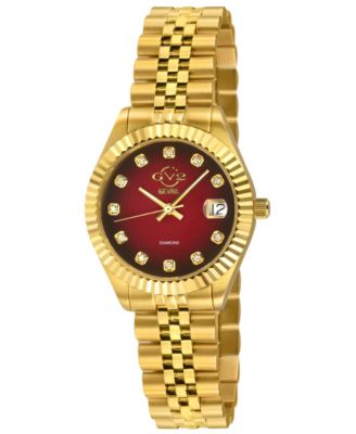 GV2 by Gevril Women's Naples Swiss Quartz IP Stainless Steel Bracelet Diamond Watch