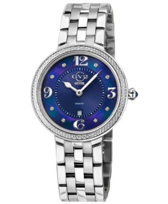 GV2 by Gevril Women's Verona Swiss Quartz Silver Stainless Steel Bracelet Diamond Watch