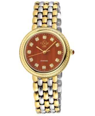 GV2 by Gevril Women's Arezzo Swiss Quartz Two tone IPRG/SS Stainless Steel Bracelet Diamond Watch