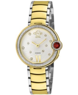 GV2 by Gevril Women's Perugia Swiss Quartz Two-Tone SS/IPYG Stainless Steel Bracelet Diamond Watch