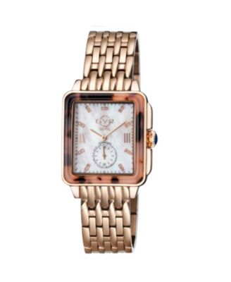 GV2 by Gevril Women's Bari Tortoise Swiss Quartz Stainless Steel Bracelet Diamond Watch