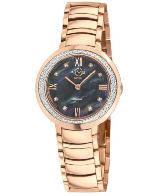 GV2 by Gevril Women's Amalfi Swiss Quartz IP Stainless Steel Bracelet Diamond Watch
