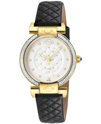 GV2 by Gevril Women's Berletta Swiss Quartz Leather Strap Diamond Watch