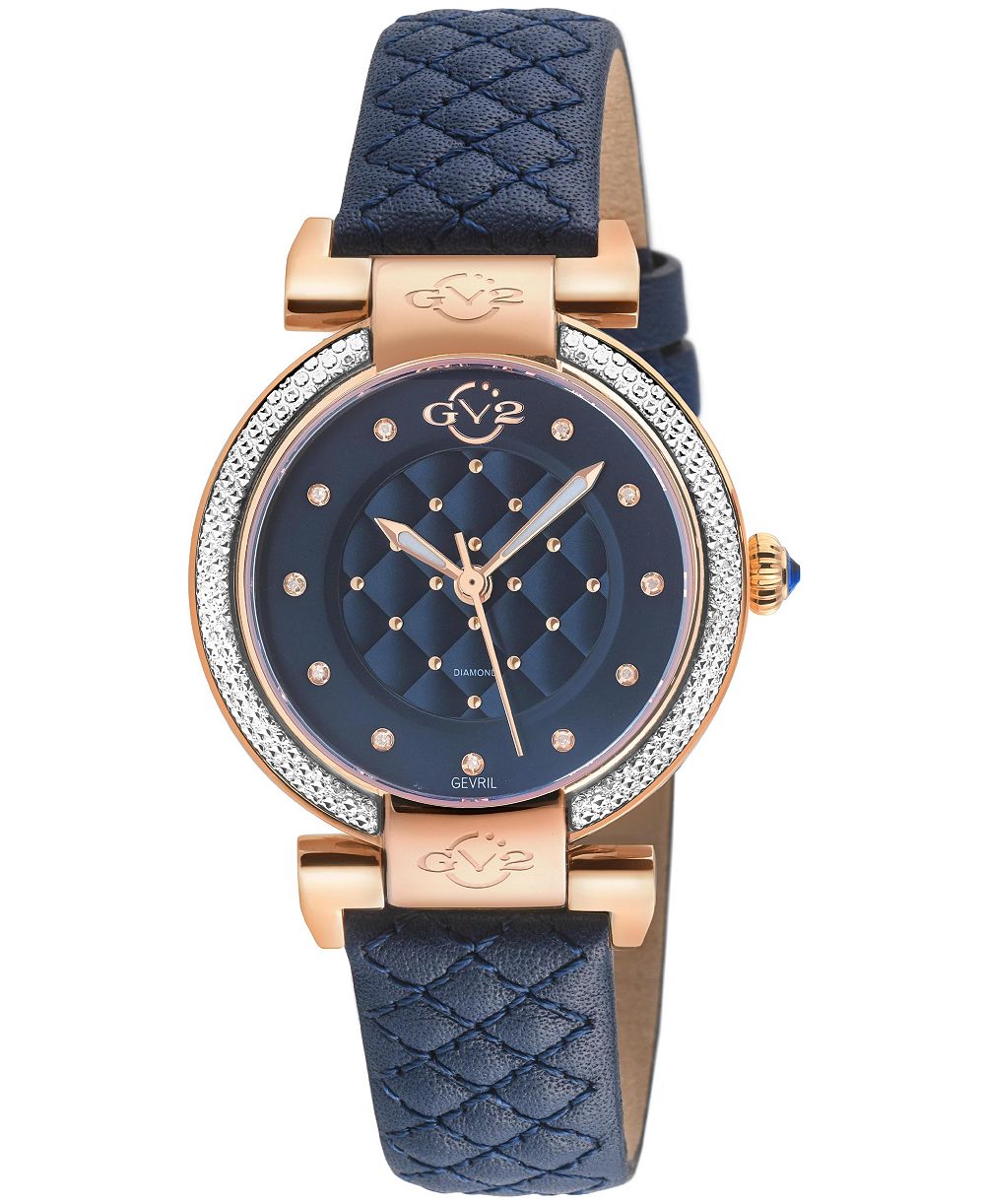 GV2 by Gevril Women's Berletta Swiss Quartz Leather Strap Diamond Watch