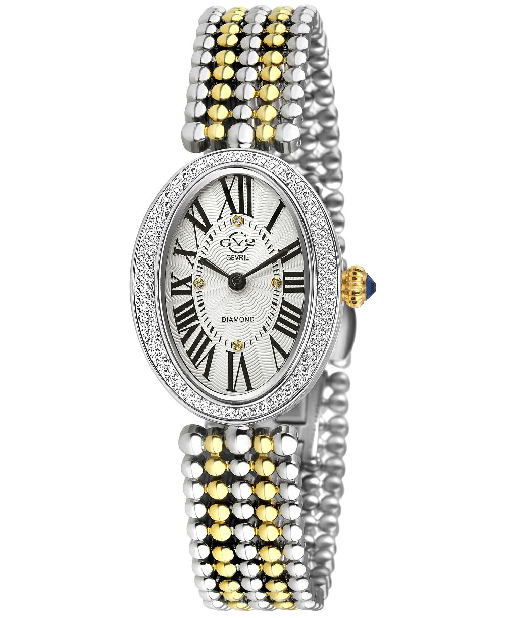 GV2 by Gevril Women's Piazza Navona Swiss Quartz Two-Tone SS/IPYG Stainless Steel Bracelet Diamond Watch