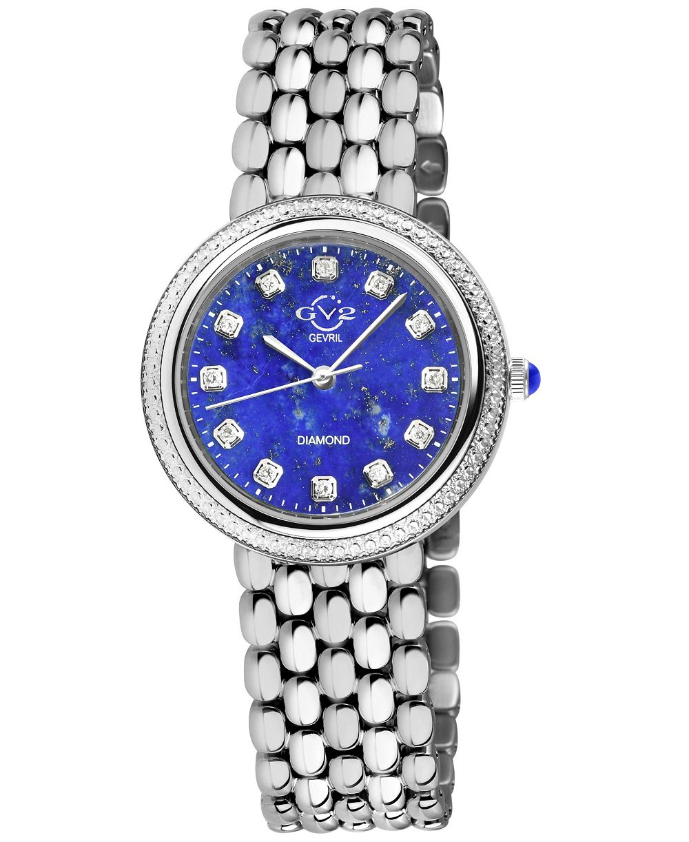 GV2 by Gevril Women's Arezzo Swiss Quartz Silver Stainless Steel Bracelet Diamond Watch