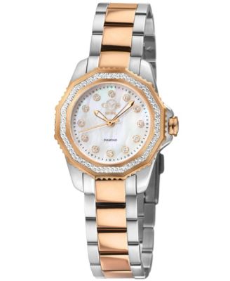 GV2 by Gevril Women's Cortina Swiss Quartz Two tone IPRG/SS Stainless Steel Bracelet Diamond Watch