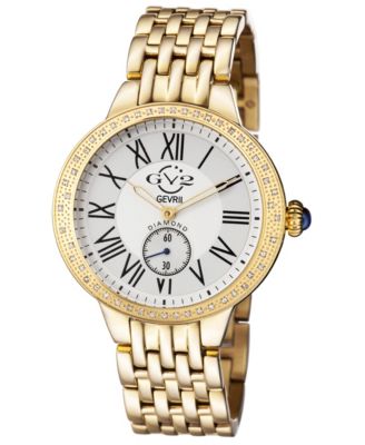 GV2 by Gevril Women's Astor Swiss Quartz IP Stainless Steel Bracelet Diamond Watch
