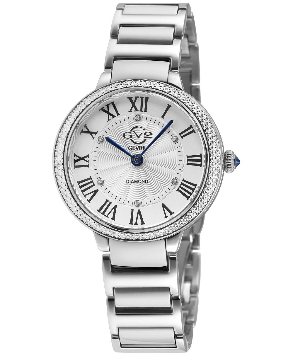 GV2 by Gevril Women's Rome Brillante Swiss Quartz Silver Stainless Steel Bracelet Diamond Watch