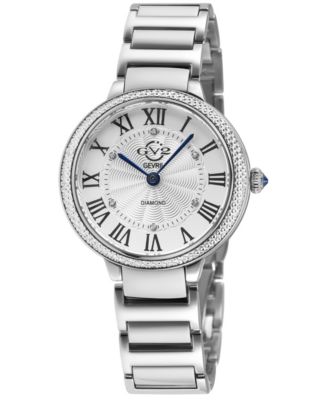 GV2 by Gevril Women's Rome Brillante Swiss Quartz Silver Stainless Steel Bracelet Diamond Watch