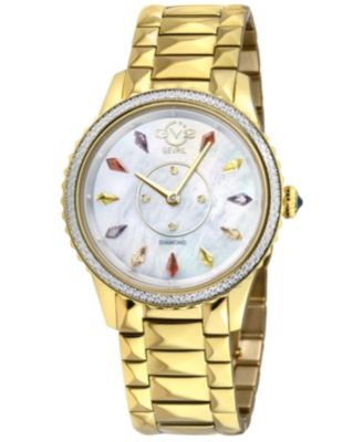 GV2 by Gevril Women's Siena Swiss Quartz IP Stainless Steel Bracelet Diamond Watch