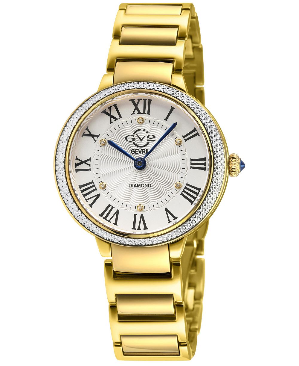 GV2 by Gevril Women's Rome Brillante Swiss Quartz IP Stainless Steel Bracelet Diamond Watch