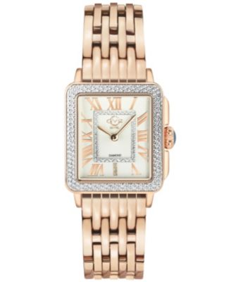GV2 by Gevril Women's Padova Swiss Quartz IP Rose Stainless Steel Bracelet Diamond Watch