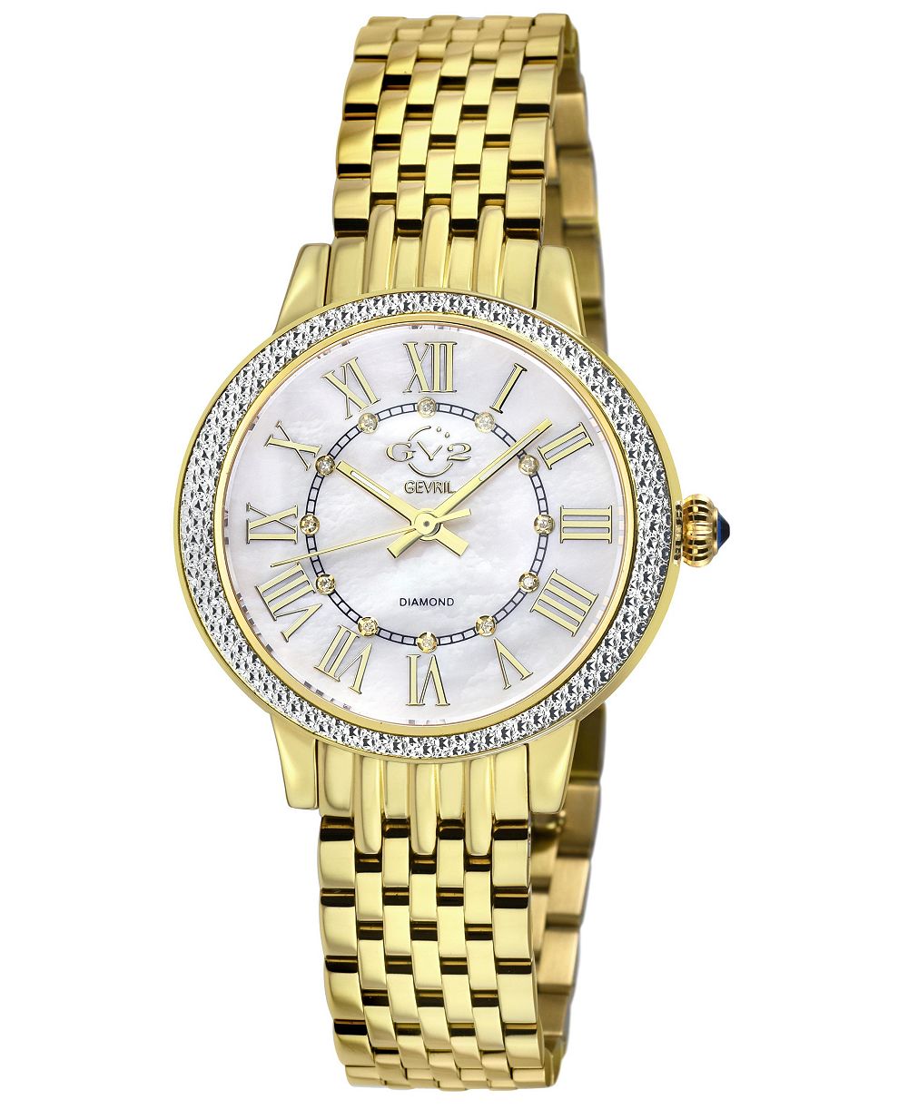 GV2 by Gevril Women's Astor III Swiss Quartz IP Stainless Steel Bracelet Diamond Watch