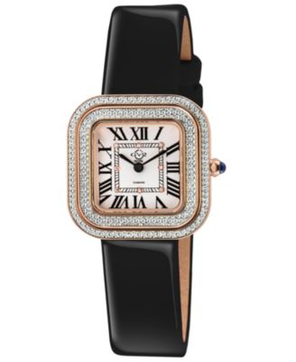 GV2 by Gevril Women's Bellagio Swiss Quartz Italian Leather Strap Diamond Watch