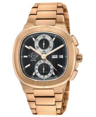 GV2 by Gevril Men's Swiss Made Potente Chronograph Swiss Automatic IP Stainless Steel Bracelet Watch