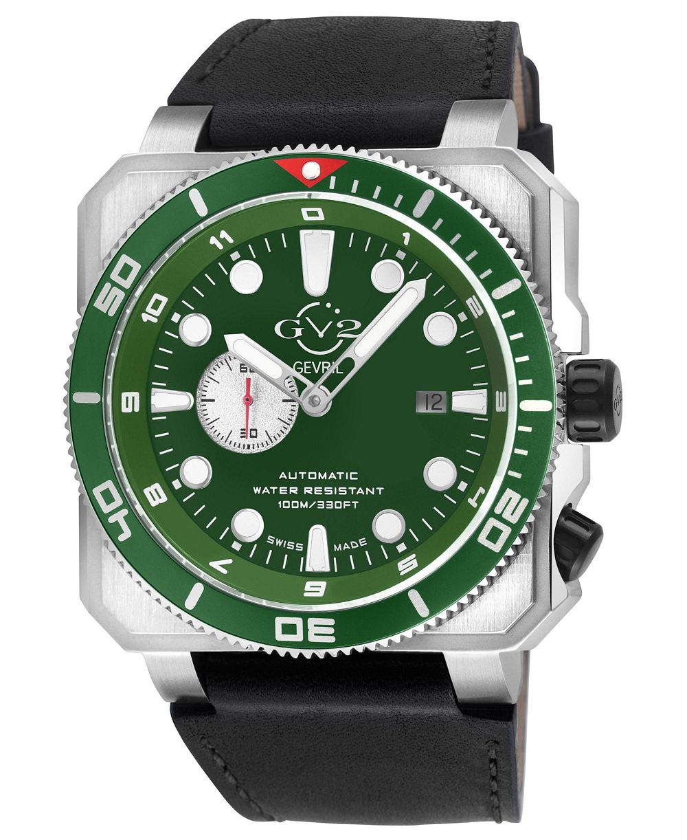 GV2 by Gevril Men's Swiss Made XO Submarine Swiss Automatic Italian oiled Leather Strap Watch