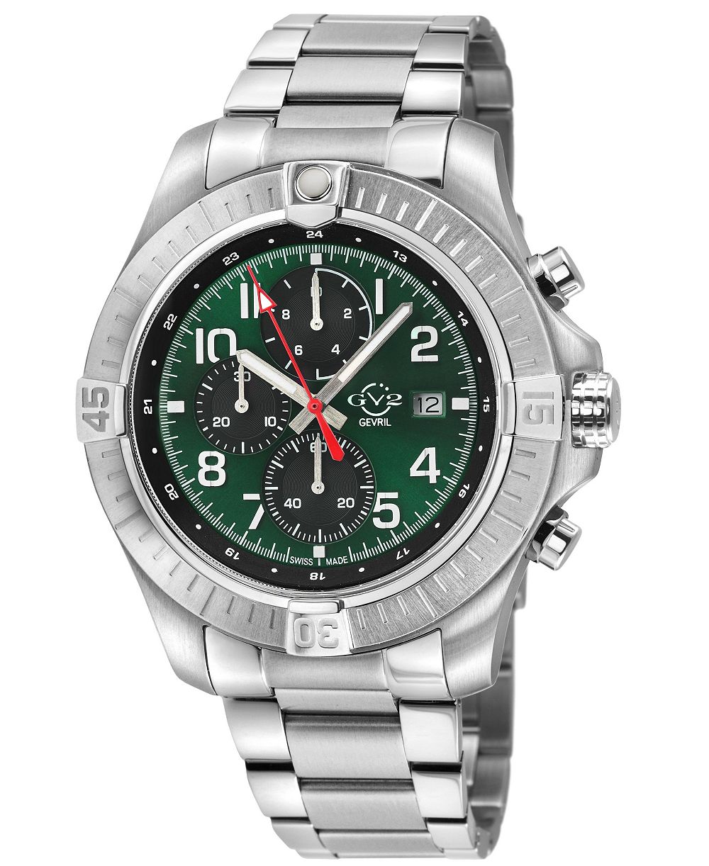 Мужские наручные часы GV2 by Gevril Swiss Made T38, кварцевые, стальной браслет
