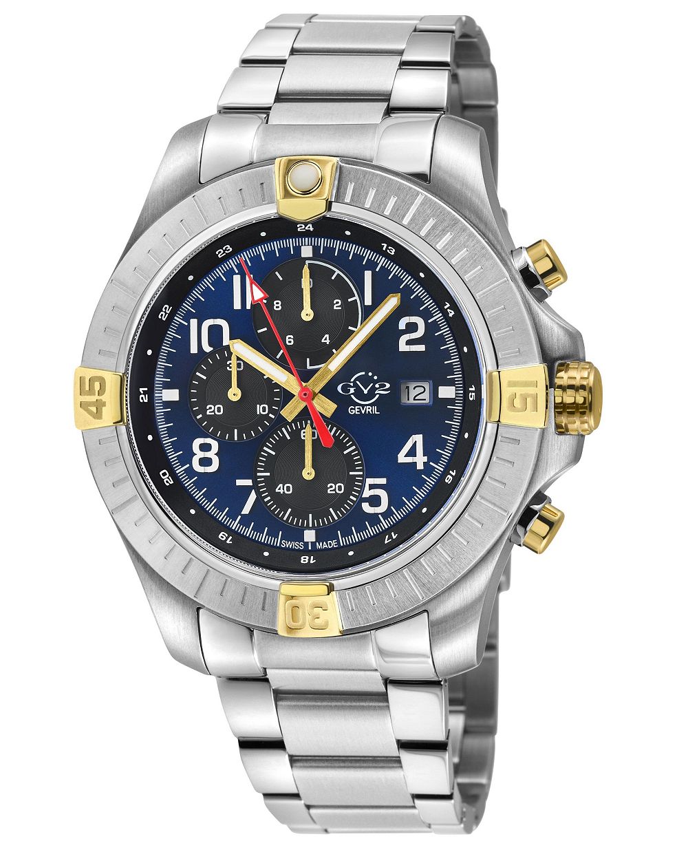 GV2 by Gevril Men's Swiss Made T38 Swiss Quartz Silver Stainless Steel Bracelet Watch