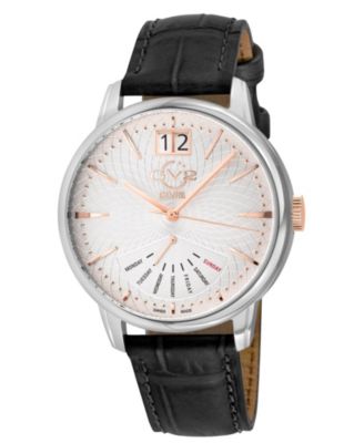 GV2 by Gevril Men's Swiss Made Rovescio Swiss Quartz Leather Strap Watch