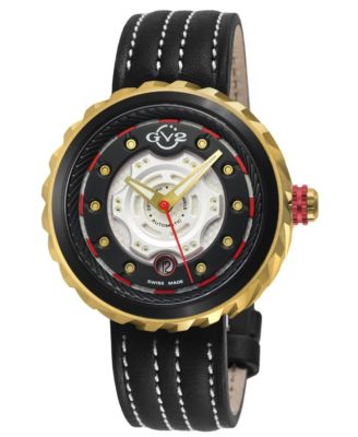 GV2 by Gevril Men's Swiss Made Motorcycle Swiss Automatic Italian Leather Strap Watch