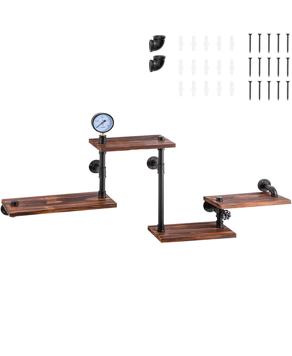 Slickblue Rustic Wall Mounted Pipe Shelves for Kitchen and Bathroom