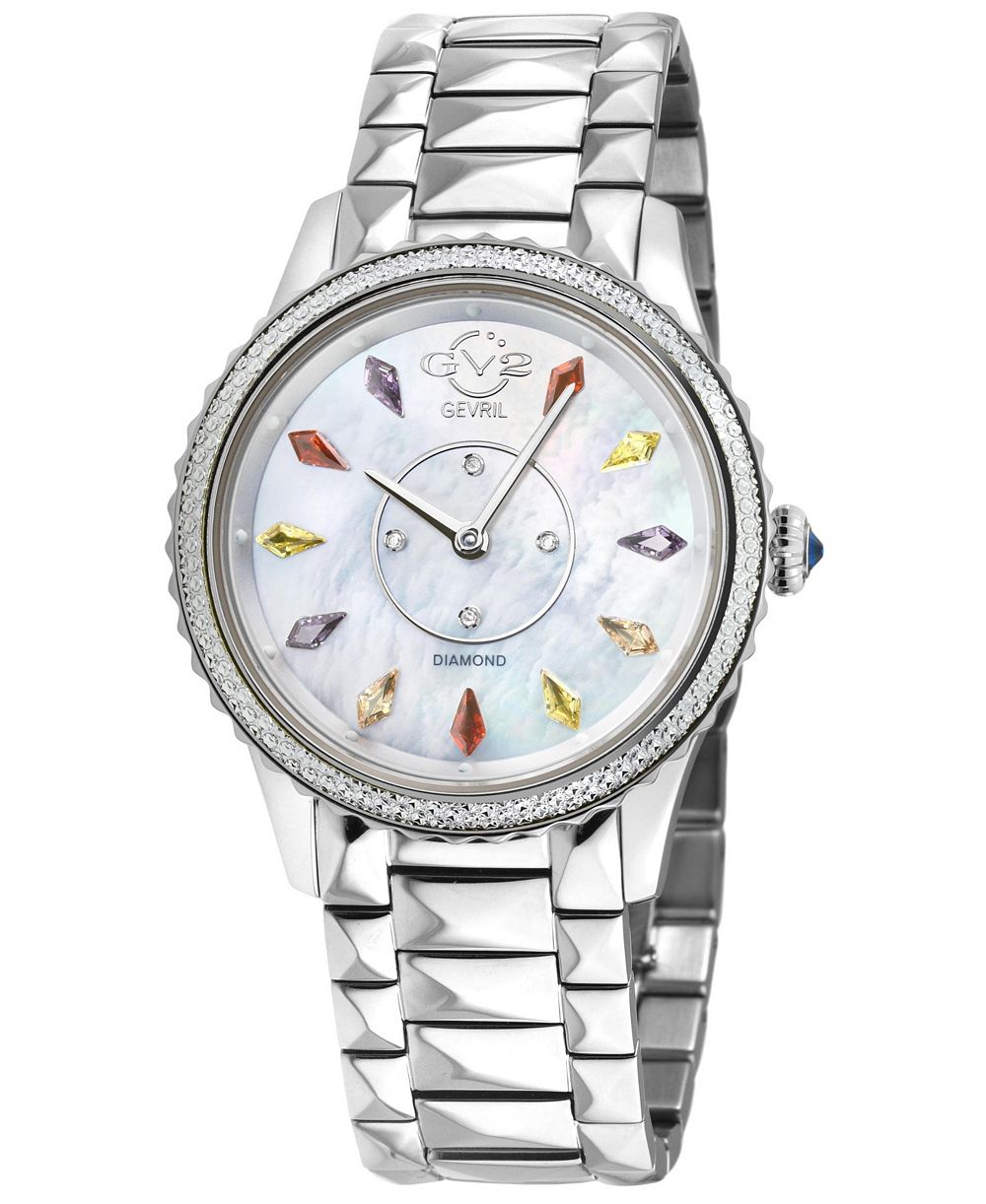GV2 by Gevril Women's Siena Swiss Quartz Silver Stainless Steel Bracelet Diamond Watch