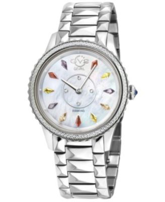 GV2 by Gevril Women's Siena Swiss Quartz Silver Stainless Steel Bracelet Diamond Watch