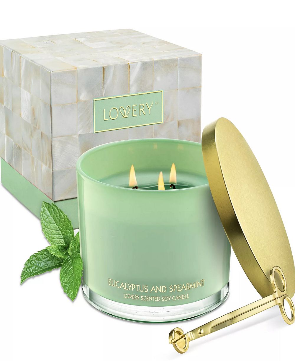Подарочный набор свечей Lovery Eucalyptus and Spearmint Home Candle and Wax Trimmer, 2-Pisces. Soy Candles