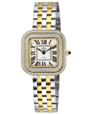 GV2 by Gevril Women's Bellagio Swiss Quartz Two toned SS IPYG Stainless Steel Bracelet Diamond Watch