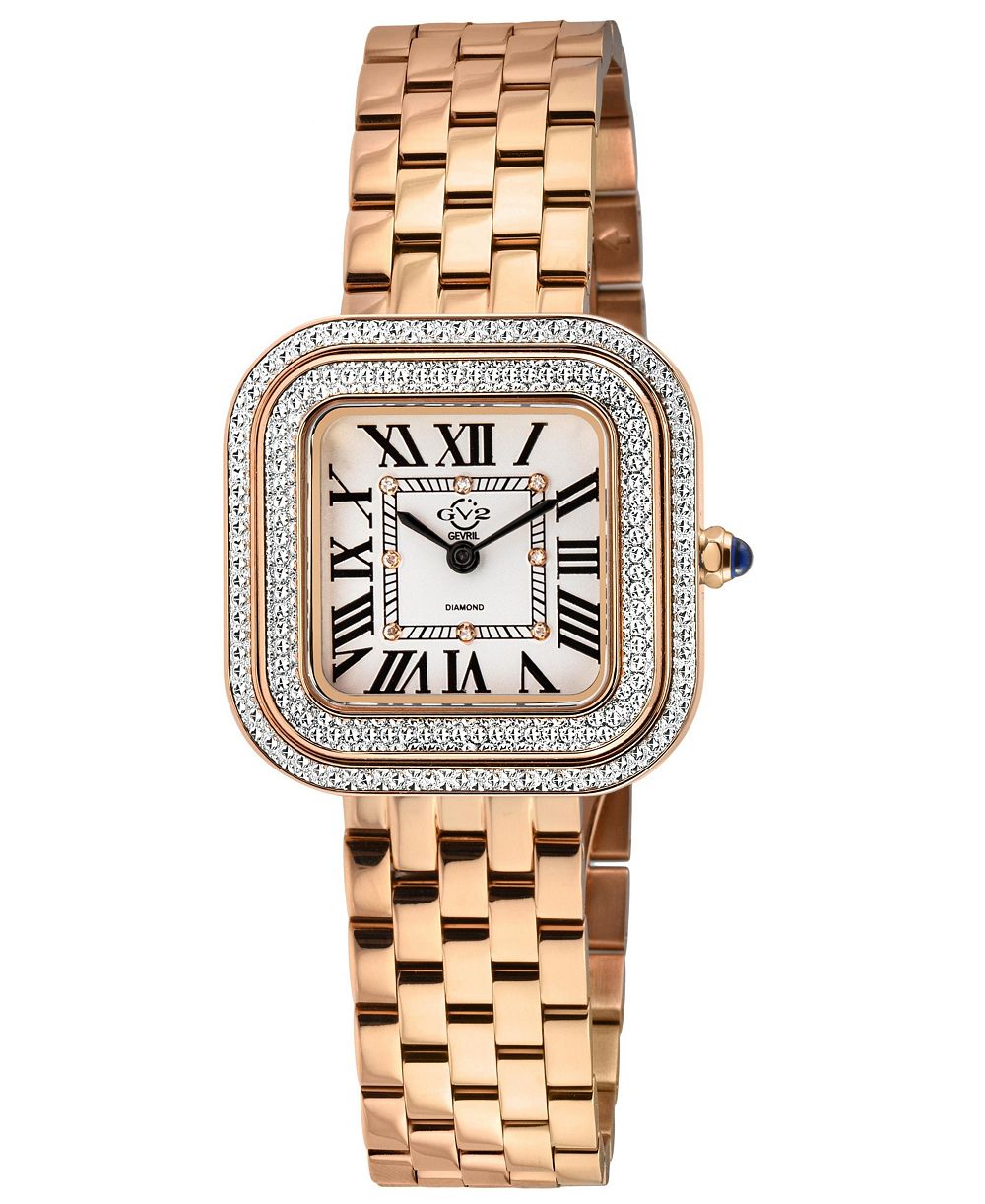 GV2 by Gevril Women's Bellagio Swiss Quartz IP Stainless Steel Bracelet Diamond Watch
