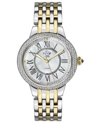 GV2 by Gevril Women's Astor II Swiss Quartz Two toned SS IPYG Stainless Steel Bracelet Diamond Watch