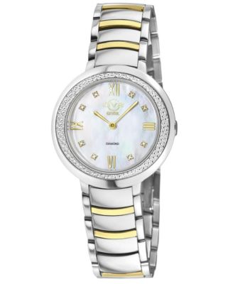 GV2 by Gevril Women's Amalfi Swiss Quartz Two tone IPYG/SS Stainless Steel Bracelet Diamond Watch