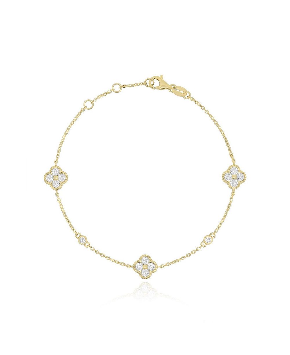 Браслет The Lovery CZ Clover Trio, позолоченное серебро 14K