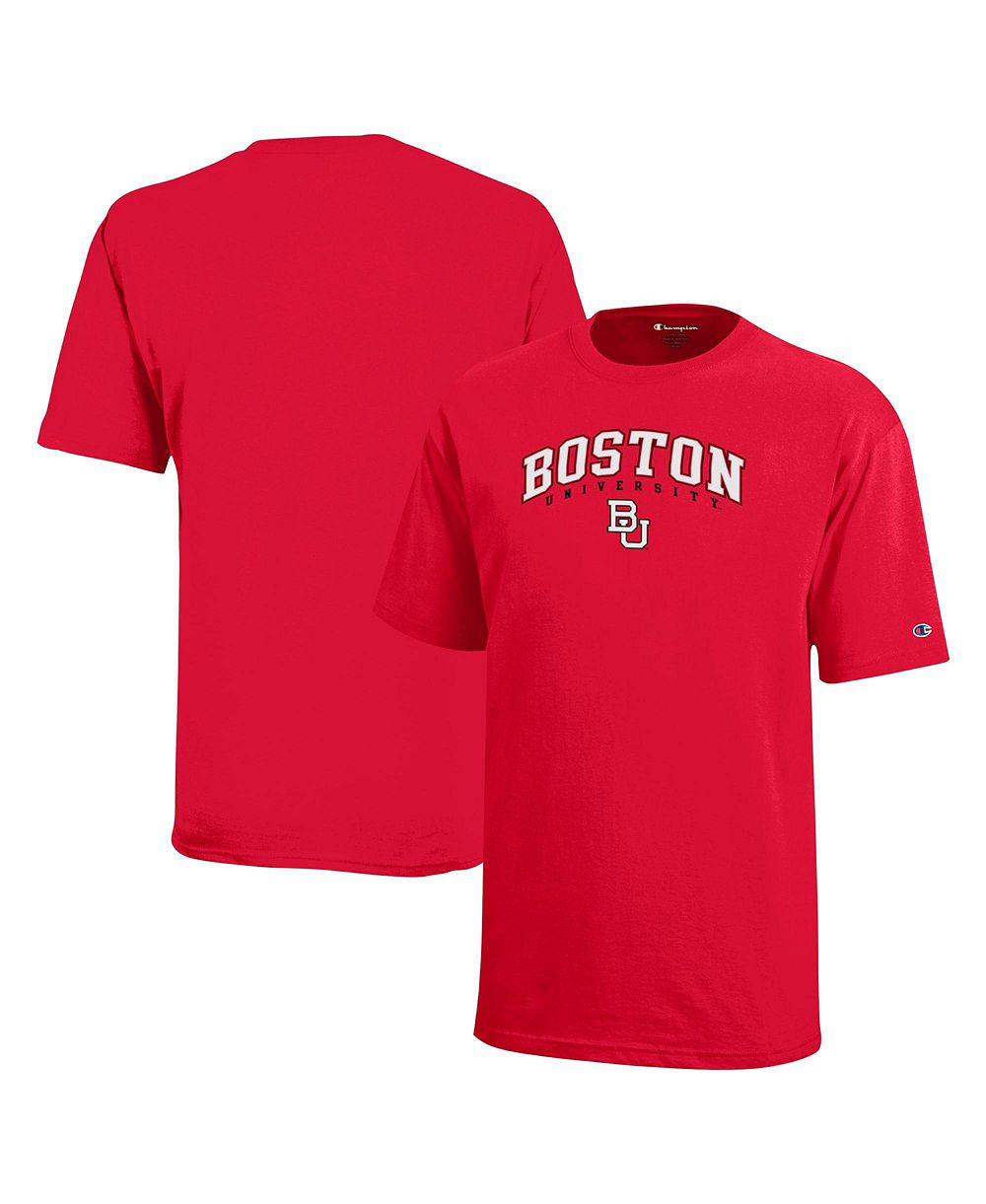 Детская футболка Champion Big Boys and Girlsscarlet с логотипом Boston University Arch Over Logo