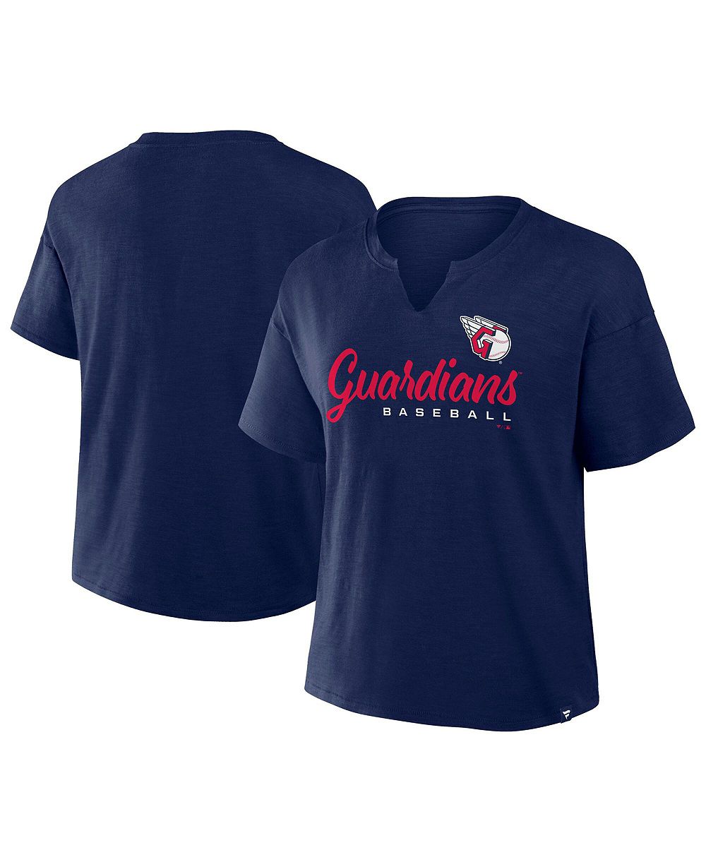 Женская футболка Fanatics Cleveland Guardians с вырезом лодочкой и текстурой слаб