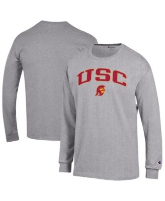 Champion Men's Heather Gray USC Trojans Arch Over Logo Long Sleeve T-Shirt