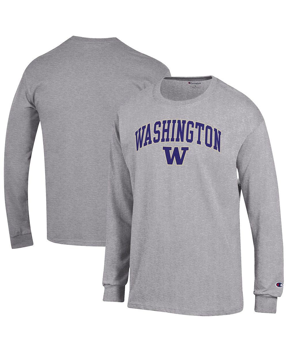 Мужская футболка с длинным рукавом Champion с логотипом Washington Huskies и надписью Arch Over Logo, цвет фиолетовый