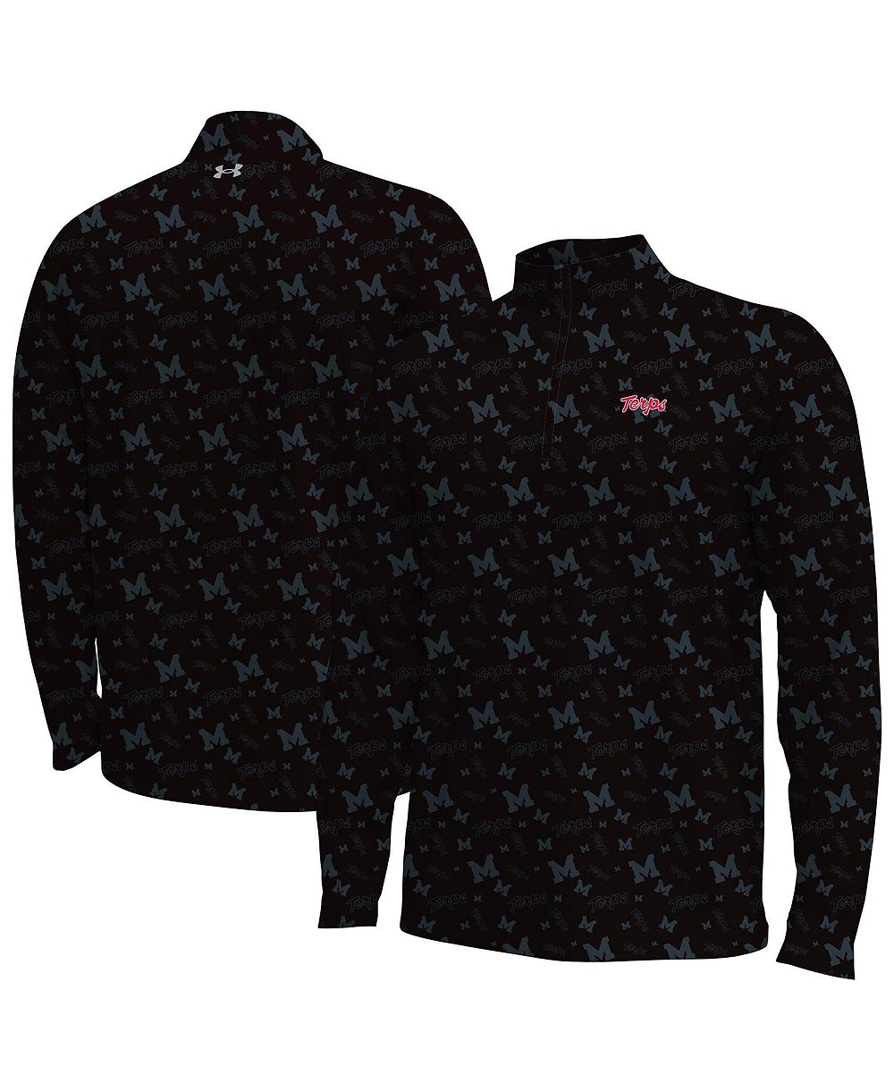 Мужская потайная толстовка Under Armour Black Maryland Terrapins Gameday Armourfuse с полузастежкой
