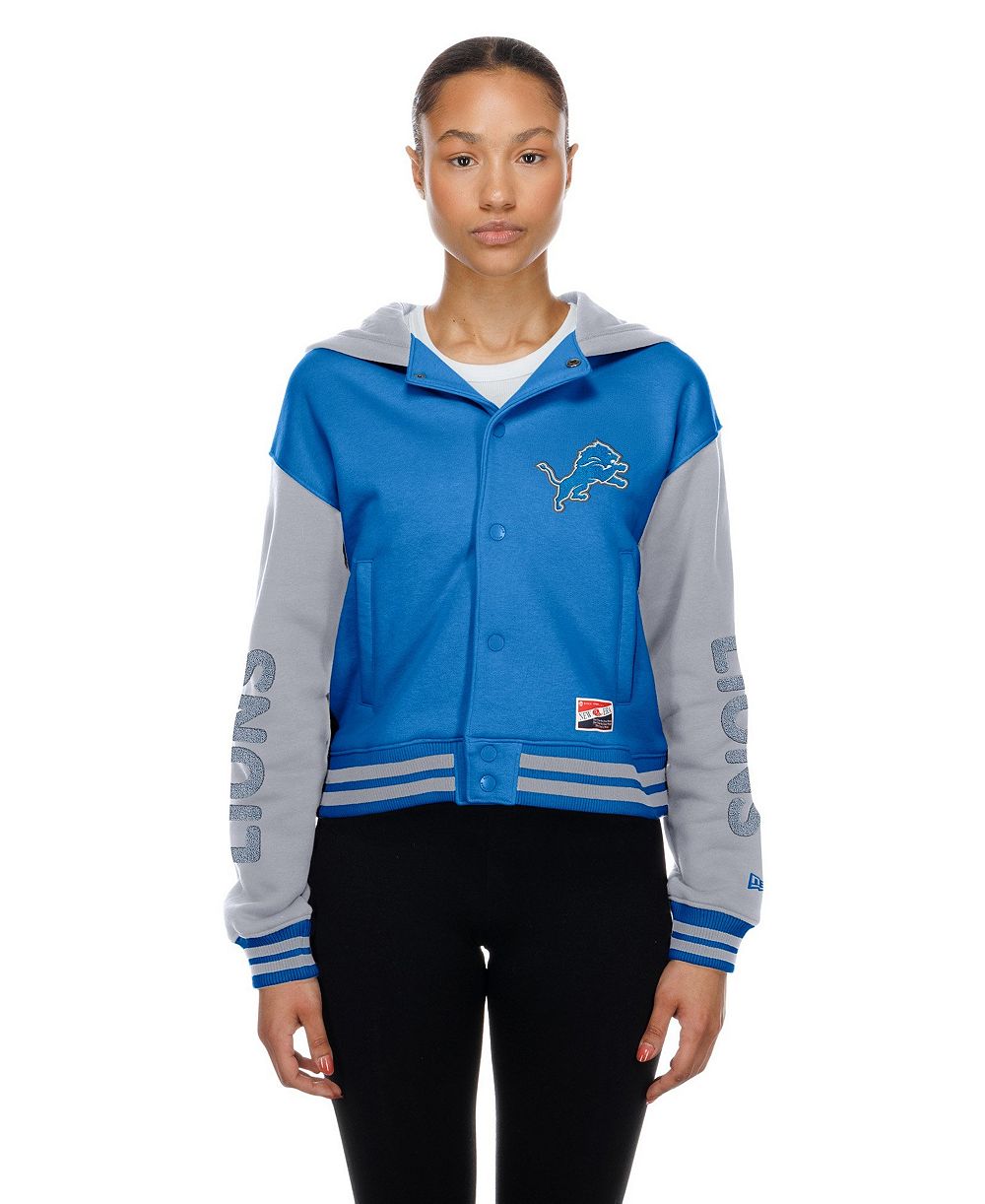New Era Women's Blue Detroit Lions Throwback Full-Snap Hooded Jacket
