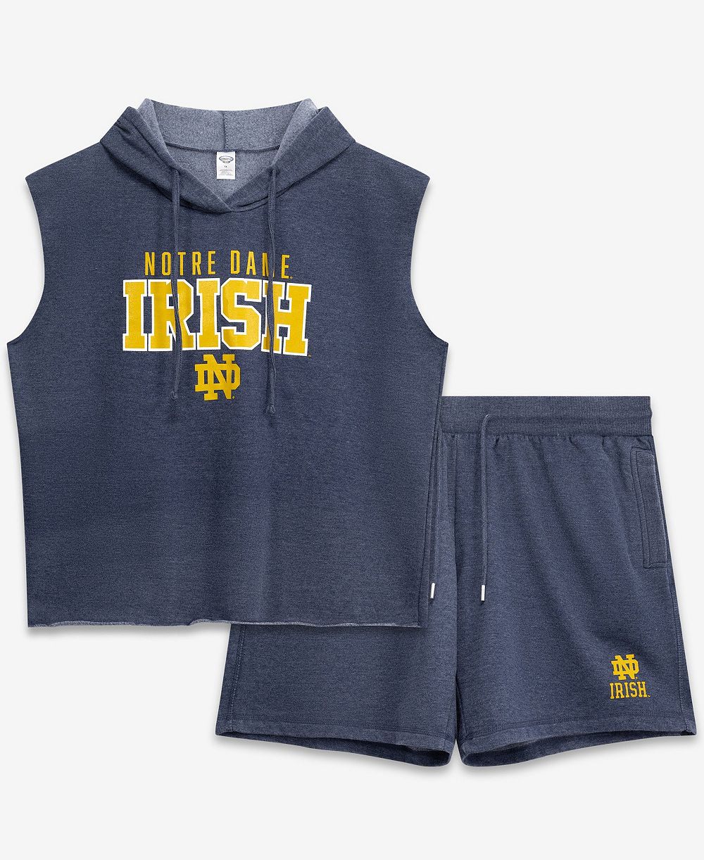 Fanatics Plus Size Notre Dame Fighting Irish Hooded Sleeveless Cotton-Blend Shorts and Sleeveless Hoodie Set