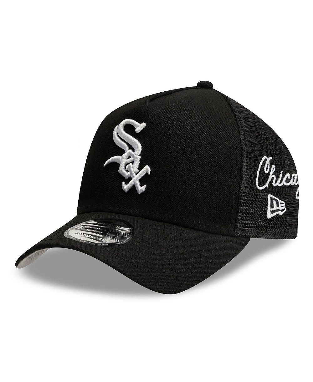 Мужская регулируемая кепка New Era Black Chicago White Sox Side Script 9FORTY A-Frame Trucker