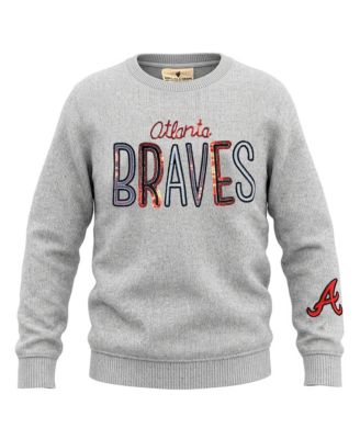 Soft As A Grape Big Girls Heather Gray Atlanta Braves Nantucket Sequin Fleece Crewneck Sweatshirt