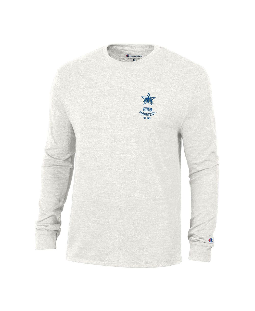 Мужская футболка Champion с длинным рукавом из трикотажной смеси, белая, Seattle Mariners Cooperstown Winning Tradition