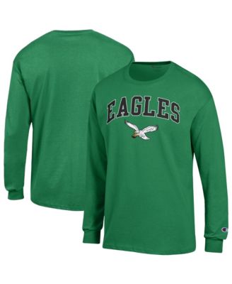 Мужская футболка Champion Kelly Green Philadelphia Eagles Arch Over Logo Long Sleeve